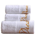5 Star Hotel Towels White Custom logo Bathroom Linen 100% Cotton Face Hand Bath Hotel Towel Set