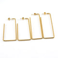 Aretes Para Mujer Custom Stainless Steel Gold Plated Simple Geometric Oversized Big Rectangle Hoop Earrings