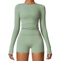 New Product Sanding Fitness Long Sleeve T Shirt Nylon Spandex Seamless Gym Wear Women Yoga Shirt