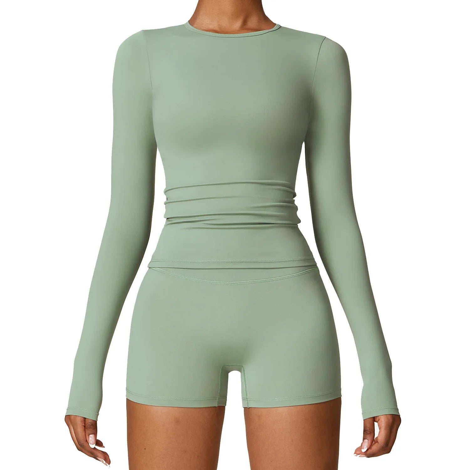 New Product Sanding Fitness Long Sleeve T Shirt Nylon Spandex Seamless Gym Wear Women Yoga Shirt