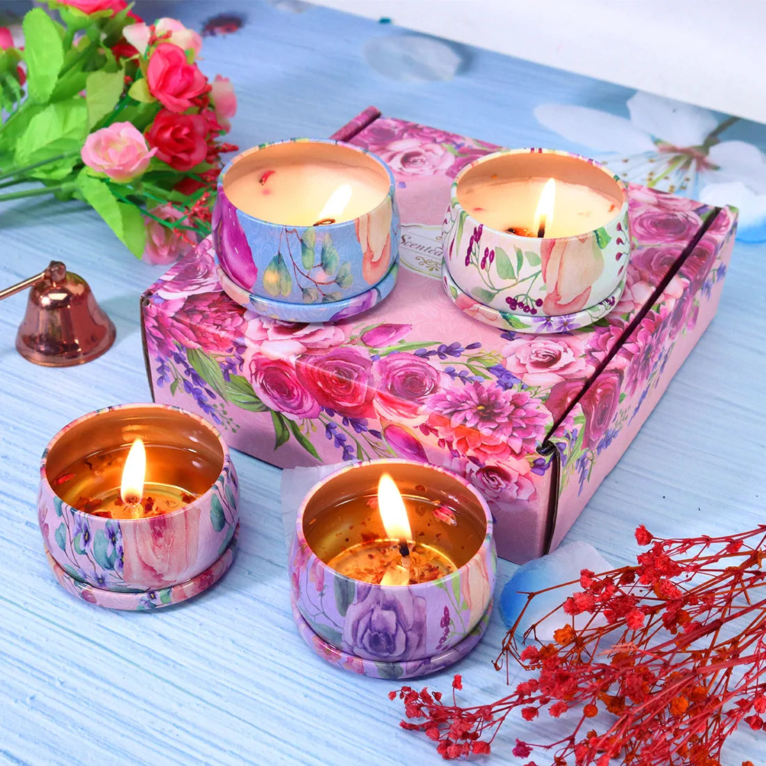 2.2 oz Tinplate Aromatherapy Candle in Many Scents for Holiday Celebrations Diwali Ramadan Thanksgiving Bars Use