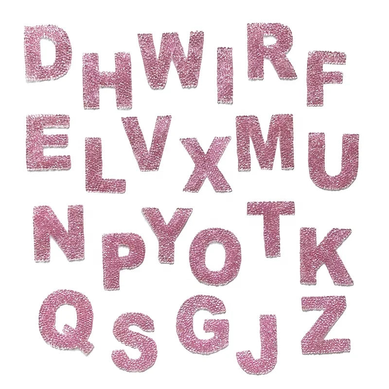 Hot Heat Transfer Iron on Pink Rhinestone English Letter Patch From a to Z Heat Seal Alphabet 53 mm High Garment Accessories