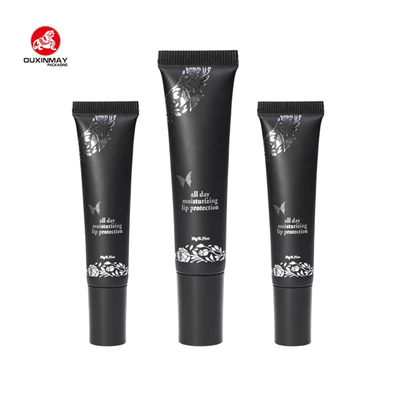 Custom Private Logo 15ml Lip Gloss Squeeze Tubes Balm Lips Gloss Empty Black Cosmetic Squeeze Lip Tube for Cream