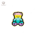 Custom Cute 3D Embroidery Patch Colorful Bear Iron-On Chenille Sequin Fabric Patches for Clothing