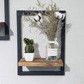 Hot Sale Set 2 Modern Farmhouse Storage Wood Shelves Wall Mounted Square Metal Frame Floating Shelves Art Wall Handmade