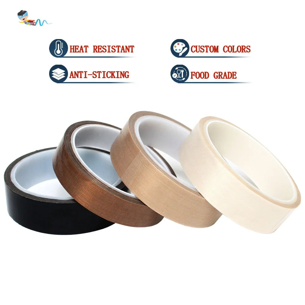 2- Heat Resistant Sealer Anti Sticky Sealing PTFE Coated Fiberglass Glass Cloth With Silicone Glue Self Adhesive Tape