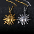 Stainless Steel Sun Burst Pendant Necklace Textured Smile Face Link Chain Choker Necklaces Unisex Trendy Sun Moon Jewelry