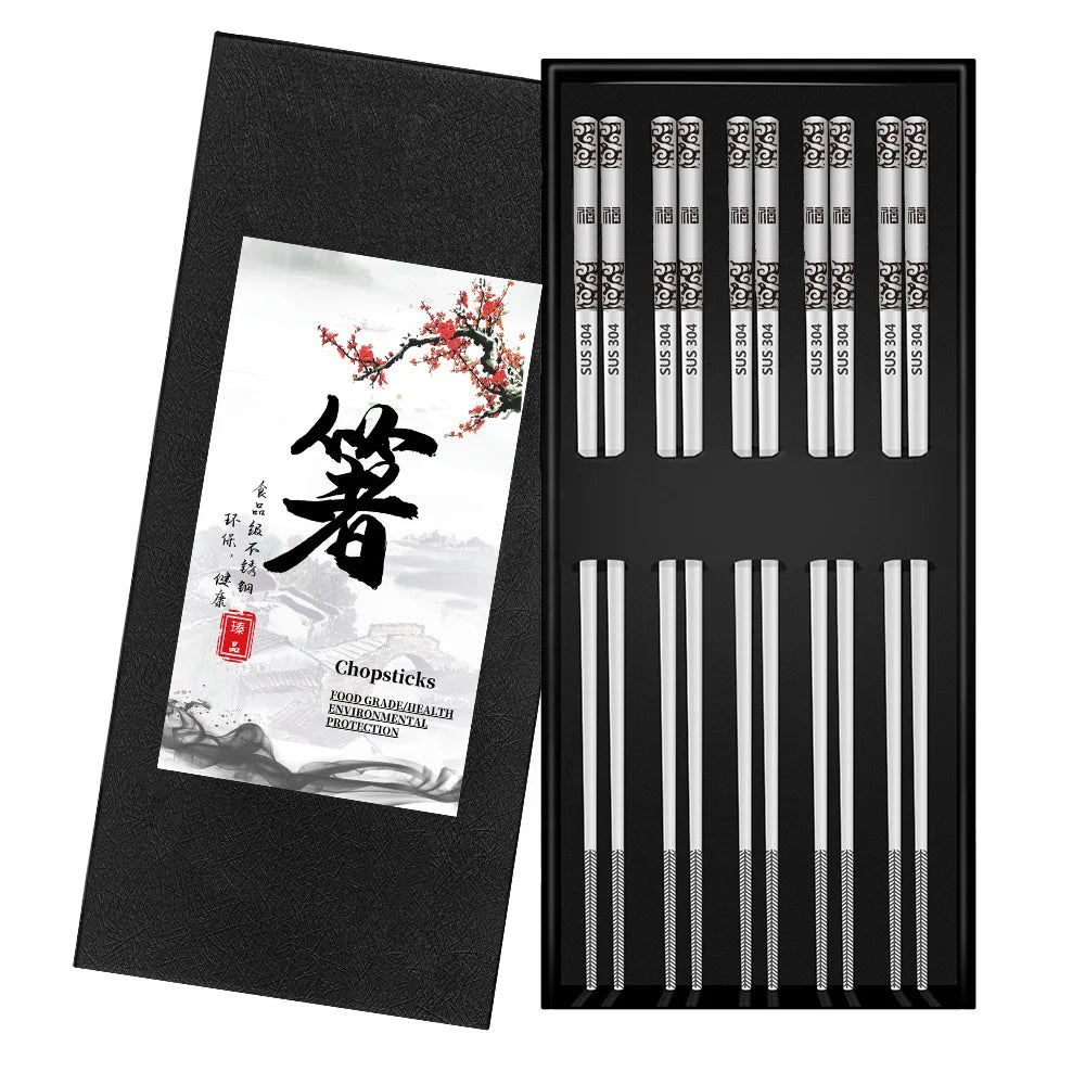 Personalized Metal Chopsticks Reusable Multicolor Stainless Steel Dishwasher Safe Square Lightweight Minimalism Chop Sticks