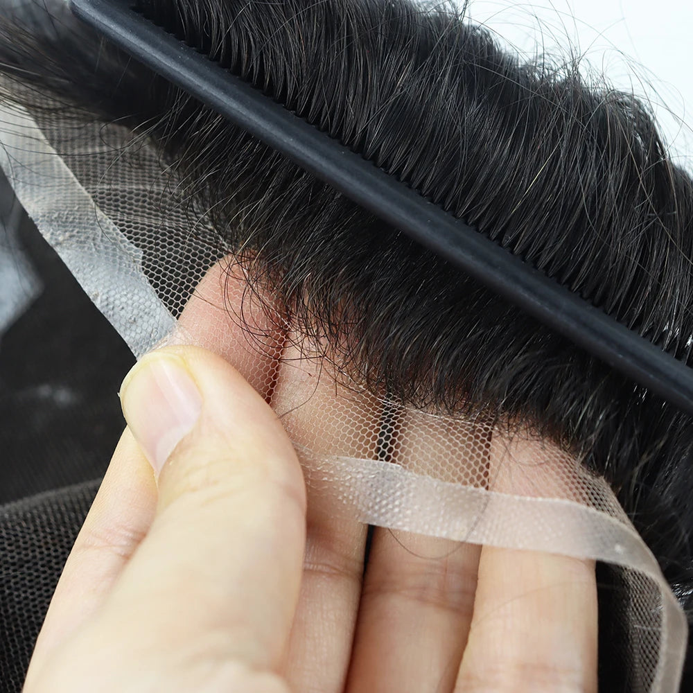 Wholesale Q6 with Skin Side and Back Hair Piece Toupee Invisible Hairline Men Toupee 100% Real Human Hair System for Men Toupee