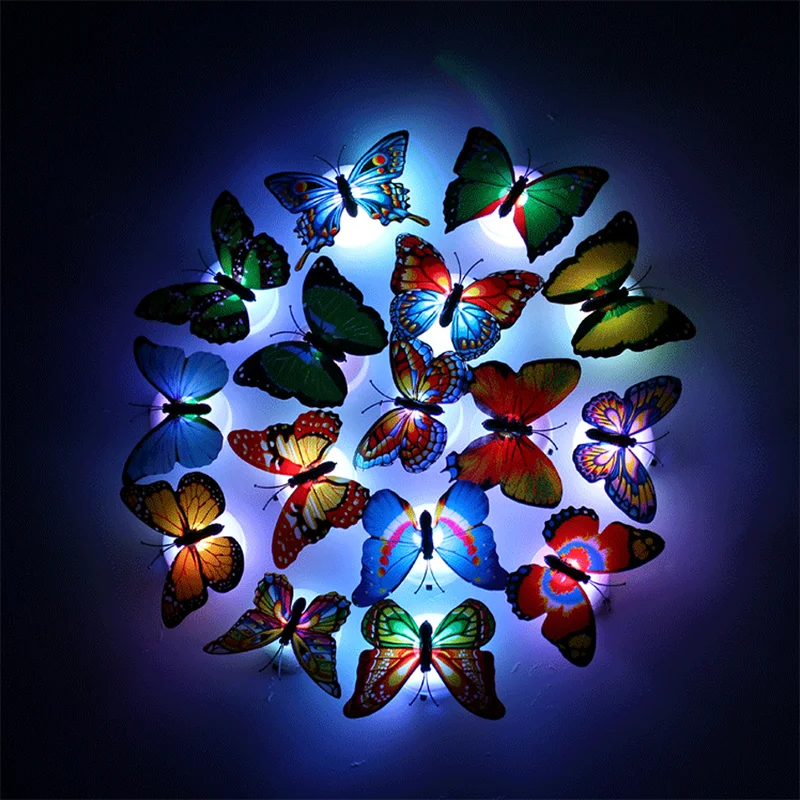 Home Wall Decor Stickers Self Adhesive Night Light 3d Led butterfly