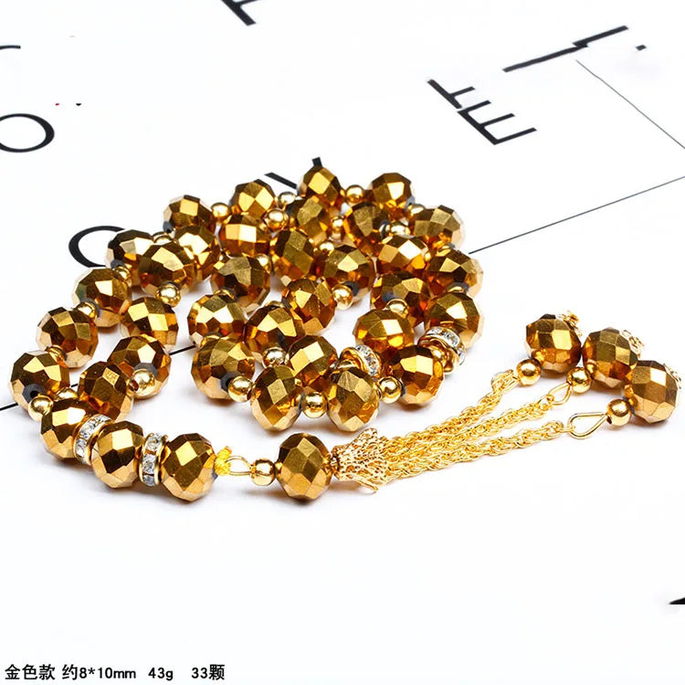 STOCK 33 Beads 10mm Islamic Prayer Bead Rosary Glass Tasbeeh Muslim Prayer Bead Muslim Glass Prayer Beads