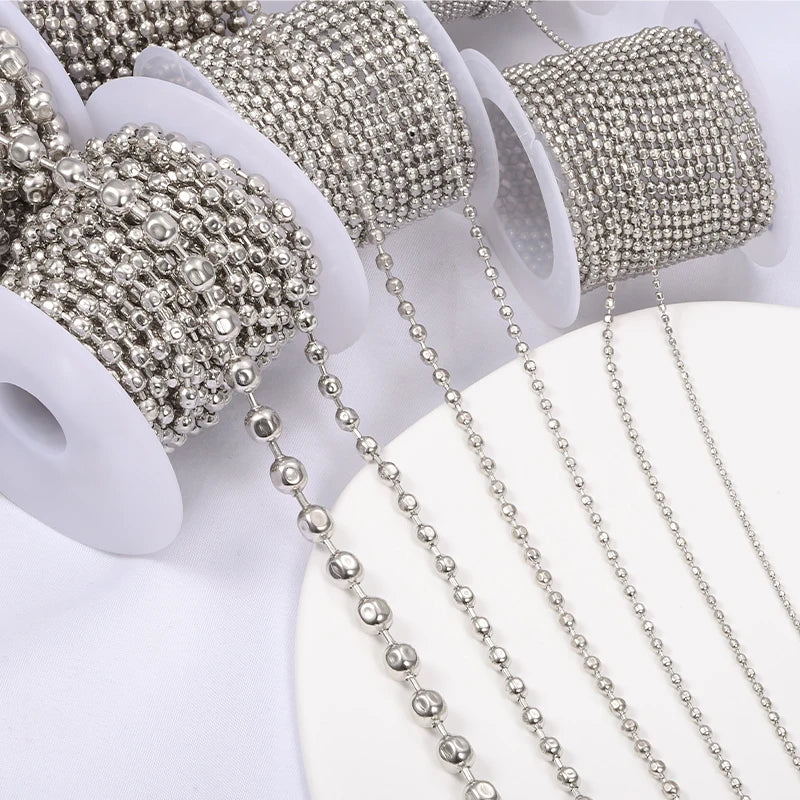 Wholesale Price Round Hexagon Design Stainless Steel Beads Chain Waterproof Hypoallergenic Jewelry Findings & Components