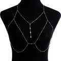 Beach Casual Clothing Chain Necklace Exaggerated Sexy Chest Chain Tassel Flash Diamond Necklace Chest Chain Gifts for Women