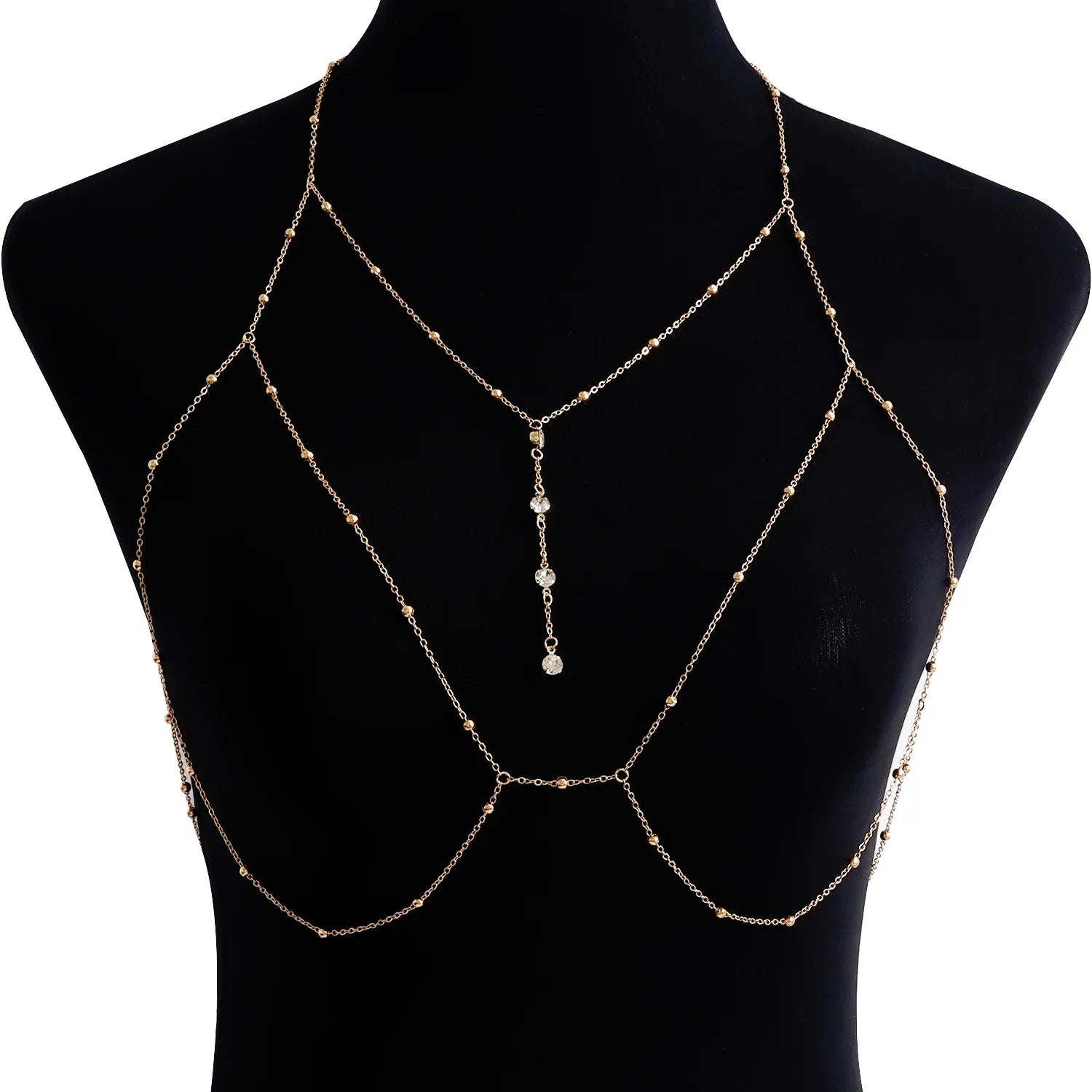 Beach Casual Clothing Chain Necklace Exaggerated Sexy Chest Chain Tassel Flash Diamond Necklace Chest Chain Gifts for Women