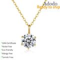 Classic Round Cut 1CT VVS GRA Moissanite Pendant Necklace 925 Sterling Silver 14K Gold Plated Non Tarnish Fine Jewelry for Women