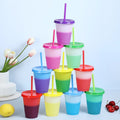 Food Grade Plastic Reusable Cold Magic Drinking Temperature Change Color Cup with Lid