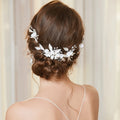 Fancy Ceramic Flower Bridal Hair Combs Floral  Alloy Leaf Wedding Hair Combs