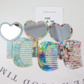 Fashion Lovely Style Acetate Hair Comb and Mirror Set Heart Shape Handheld Mirror Hair Brush Present Memory Gift Set