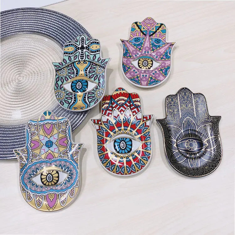 Nordic Dazzling Eye Tray Ceramic Coasters Decorative Evil Eyes  Jewelry Storage Tray