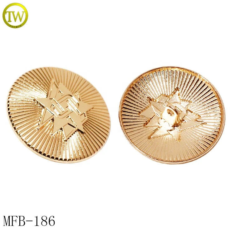 Custom Made Jacket Western Buttons Gold Plated Embossed Logo Studs Metal Sewing Shank Buttons for Coat