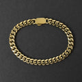 Mens Gold Tone Stainless Steel Cuban Link Chain Bracelet Heavy Bracelet Fashion Jewelry Gift