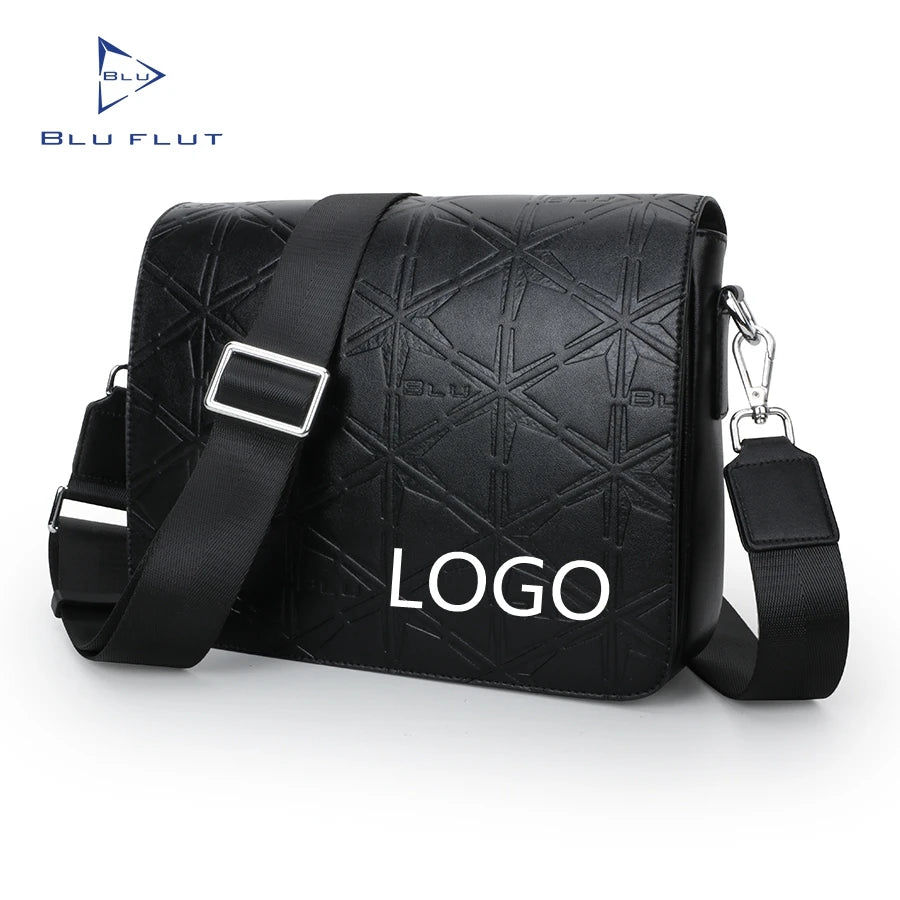 Bluflut Custom Men Bag  Embossed Logo Men's Leather Shoulder Crossbody Bag for Men Custom Messenger Bags
