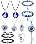 New Turkish Evil Eyes Bracelet Braided Rope Adjustable Dripping Oil Blue Eyes Zircon Braceletblue Eye Necklaceearrings