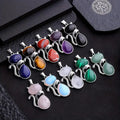 Wholesale Natural Crystal Cat Pendant Necklace Healing Spirit Energy Gifts with Laser Printed Mascot Theme