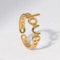 Wholesale Quality PVD Gold Plated Stainless Steel Adjustable Letter Love Rings for Couples