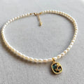 New Vintage Style Freshwater Pearl Rose Pendant Neck Chain Temperament Personality Versatile Design Necklace Jewelry