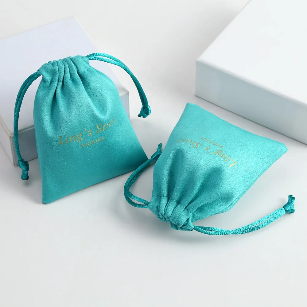 New Arrival 9x12cm Green Makeup Bag Velvet Jewellery Packaging Bag Jewellery Display Bags With Logo