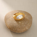 NEW VINTAGE OVAL STRIPE CLEAR LARGE ZIRCON MODESTY RING 2025 Dazan SUMMER 18k PVD Gold Plated Stainless Steel SPRING JEWELRY