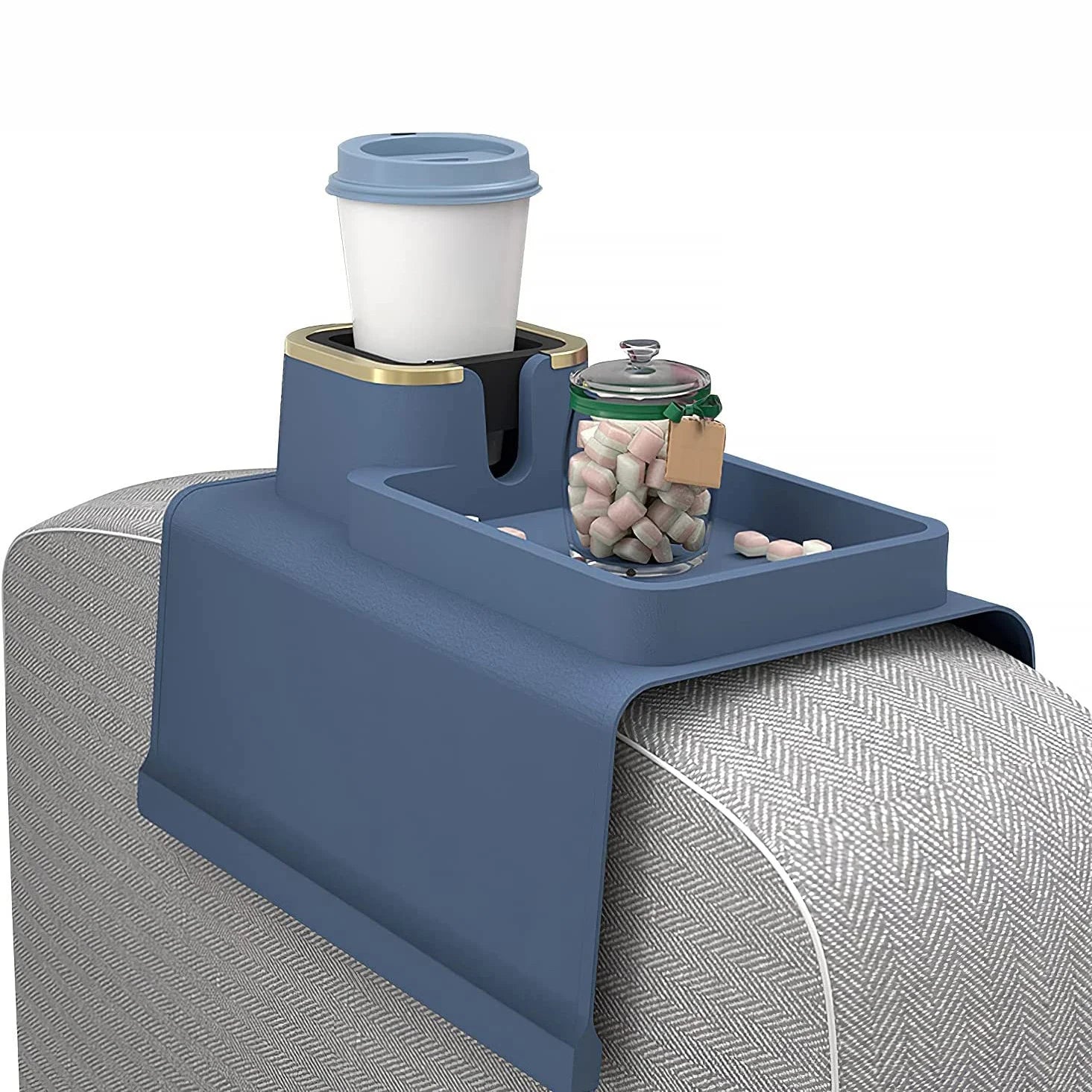 Cellphone Organizer Armchair Drink Arm Table Remote Control Anti-Spill Silicone Coasters Sofa Armrest Tray Couch Cup Holder