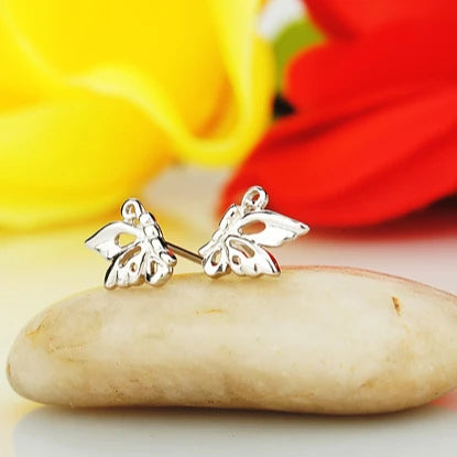 Wholesale S925 Sterling Silver Earrings for Women Trendy Gold Plated Butterfly Jewelry