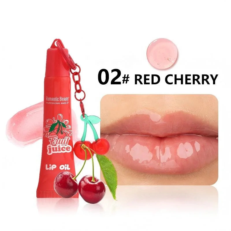 Wholesale Vegan Pink Lip Gloss Clear Shiny Glossy Lipgloss with Key Chain Glitter Fruit-flavored Lipgloss Base Vendor