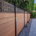 6x6ft Aluminium Frame WPC Wood Composite Privacy Slat Fence Panels Pillar Decorative Panels Fence for Grass Cement Land Fence
