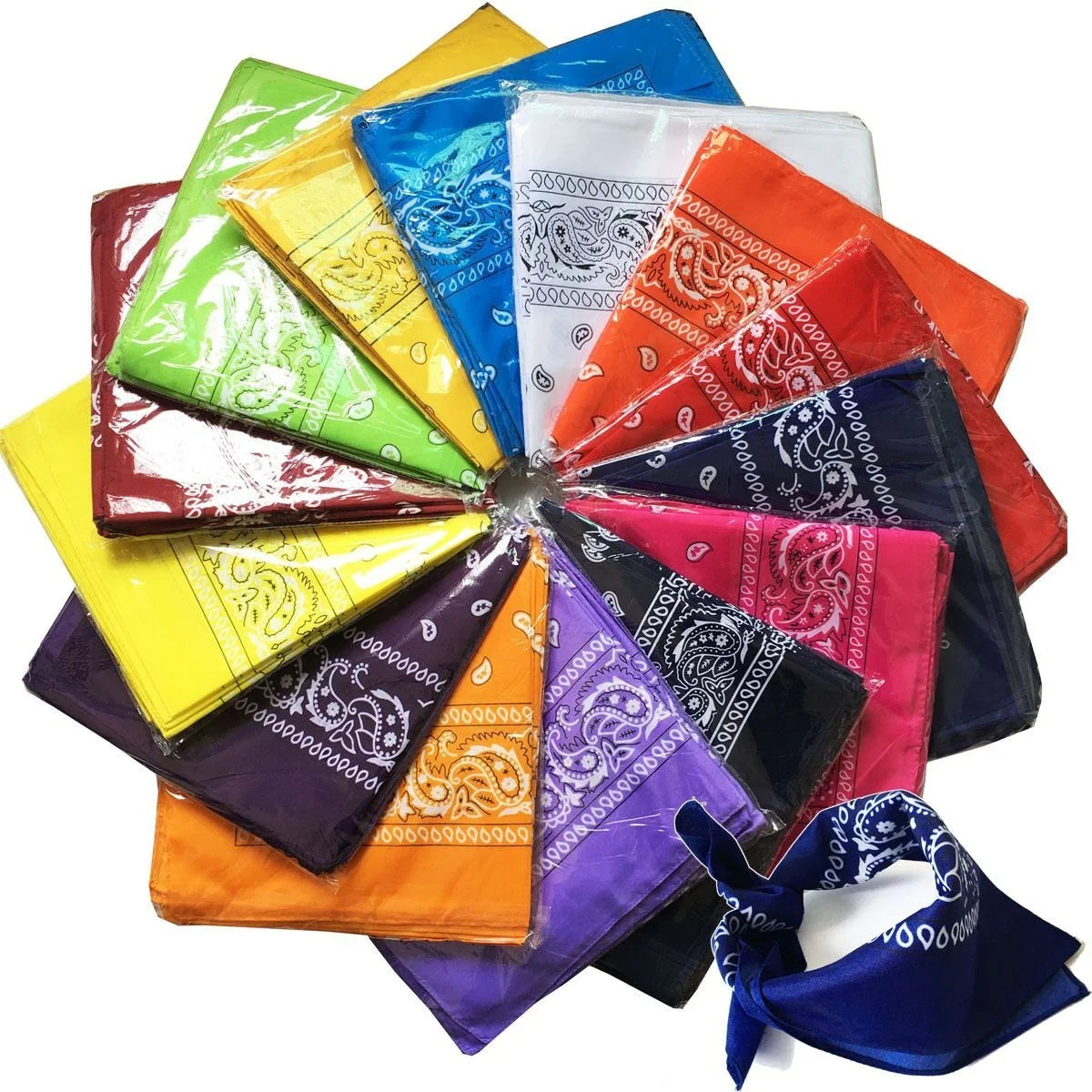 Cheap Fashion Printed Paisley Square Bandanas for Men Women 100% Cotton Breathable 55x55cm Multifunction Four Seasons Use