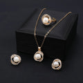 3pcs Women's Trendy Pearl Pendant Necklace & Earrings Gold Plated Non-Tarnish Rhinestone Jewelry Set for Party Occasions