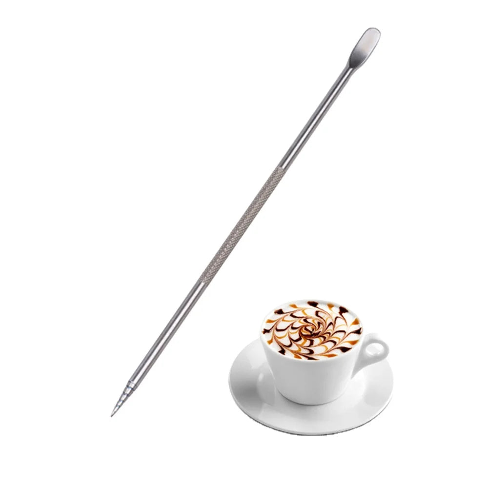 Durable Stainless Spice Carving Coffee Latte Art Pen Coffee Pen for bar Spice Decorating Pen Barista Drawing Tool for CafÃ©