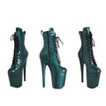 8" Exotic Ankle Boots Women Wedding Gothic 20cm High Heels Platform Glitter Lace up Zip Anti-Slip Pole Dance Autumn Summer
