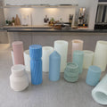 Popular DIY Decorative Cylinder Aromatherapy Candle Soap Handmade Mold 3D Geometric Stripe Column Silicone Candle Mold