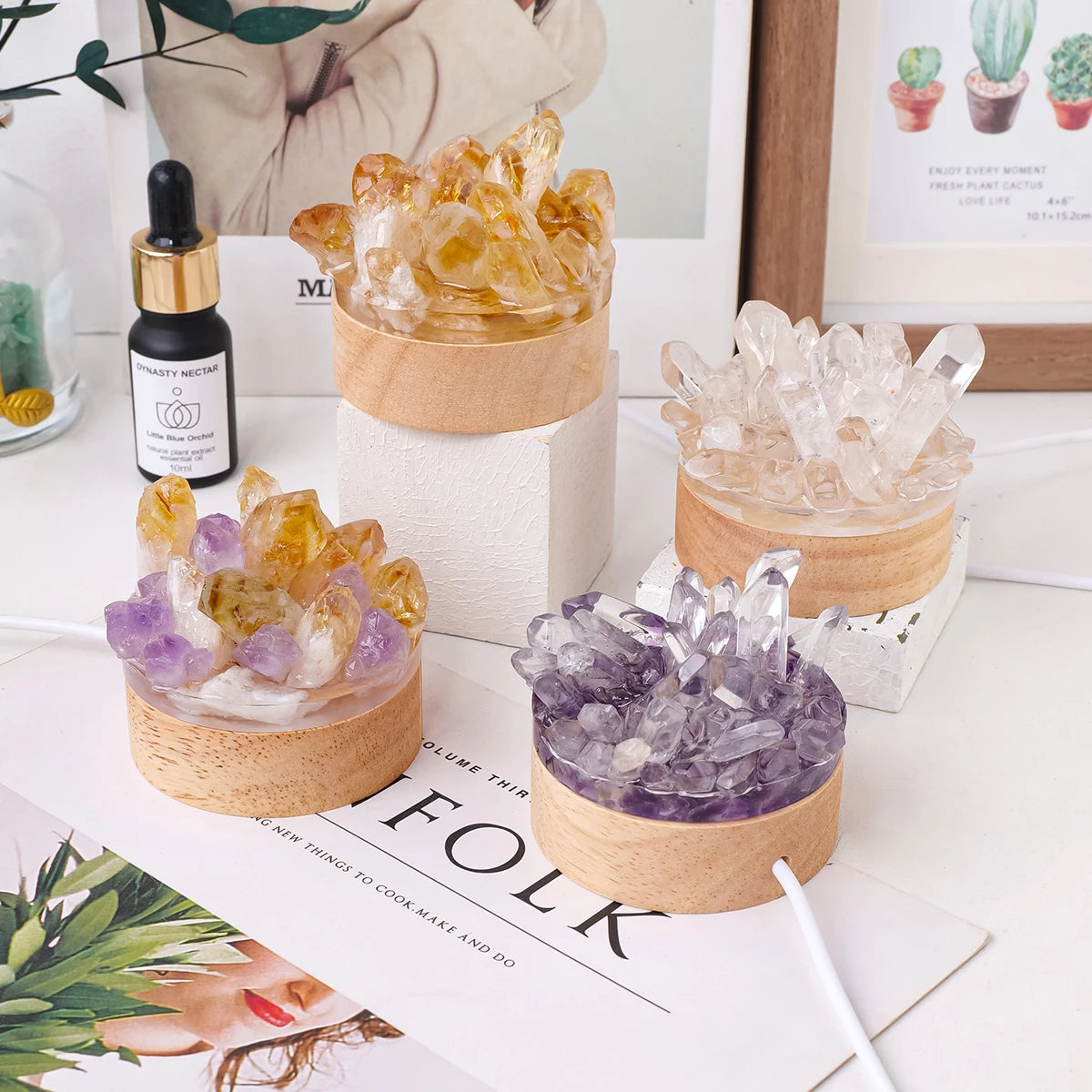 Wholesale Natural Amethyst Single Crystal Night Light Original Stone Creative Bed Bedroom Sleeping Atmosphere Stone Crafts