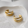 Top Exaggerated Chunky Earrings C-Type Triple Circle Earrings for Women Gold Plated Three Circles Hoop Earrings Jewelry Gift