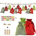 Luxury 4 Color Linen Pin Christmas Gift Bag 1-24 Digital Calendar Wedding Party Bundle Candy Wrapped Banner Set