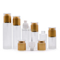 30ml 50ml 100ml Frosted Clear Cosmetic Lotion Glass Packaging Bottle with Gold Silver Pump Cap