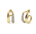 Milskye Custom Classic Timeless 925 Sterling Silver 18k Gold Diamond Double Domed Hoops Stud Earrings