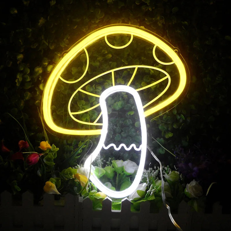 America Hot Sale New 3d Wall Art LED  Dimmable Mushroom Neon Light for Decor Holiday Gift