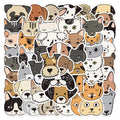 50pcs Cute Cartoon Aesthetic Vinyl Stickers Cat and Dog Mixed UV Printed Funny Meme Cool Trendy Animal Pet Waterproof Decals