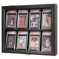 Black 8-Graded Sports Card Display Case Rectangular Horizontal Wall Mount Baseball Card Holder with Front Opening Acrylic