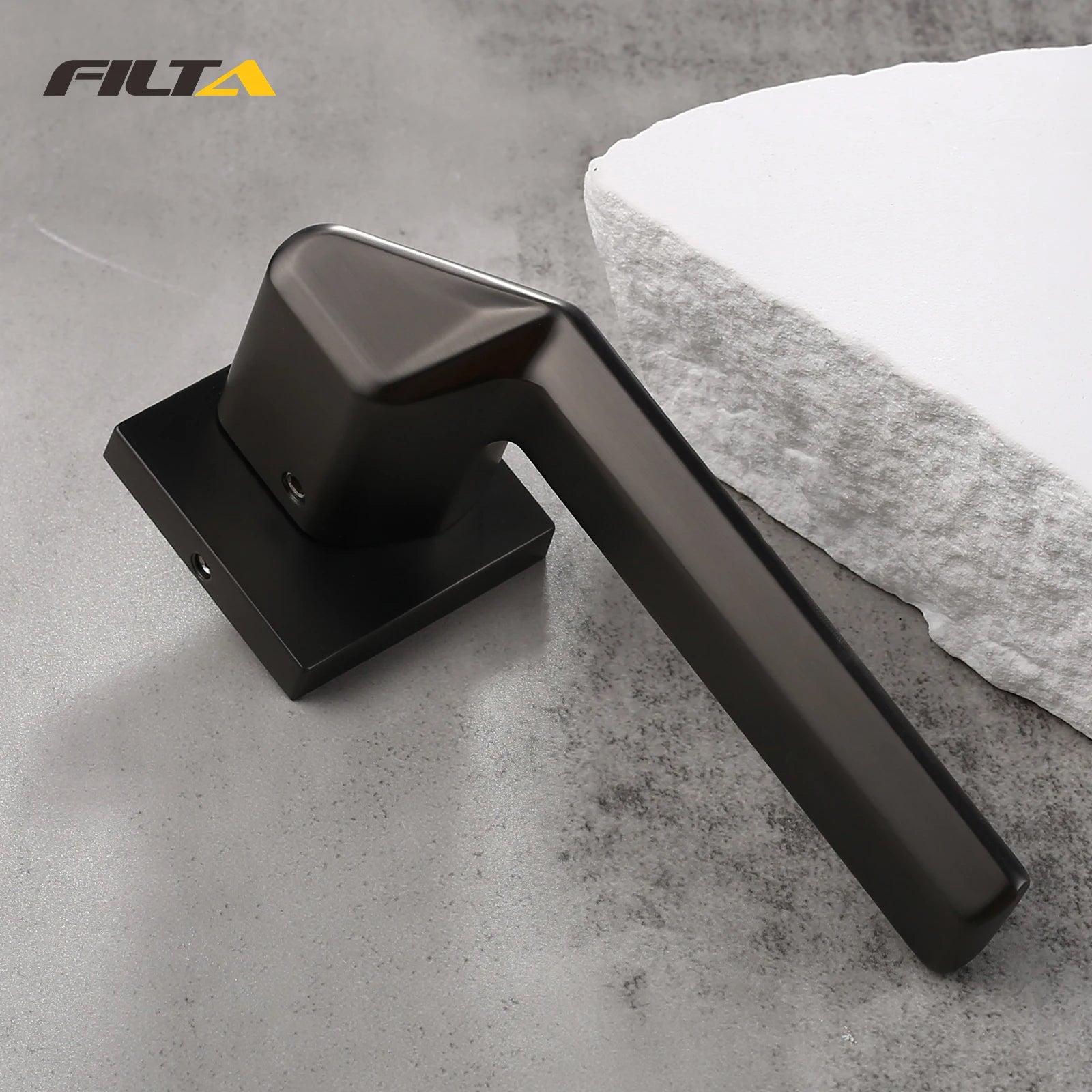 Filta Black Lever Door Handle Zinc Classic Door Handles Grey Color for Interior Doors